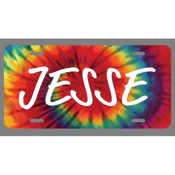Jesse Name Tie Dye Style License Plate Tag Vanity Novelty Metal | UV Printed Metal | 6-Inches By 12-Inches | Car Truck RV Trailer Wall Shop Man Cave | NP1745