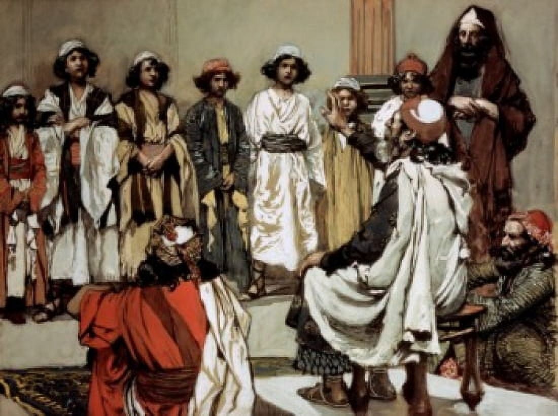Jesse Presents His Sons to Samuel James Tissot (1836-1902 French) Jewish Museum New York Canvas Art - James Tissot (18 x 24)