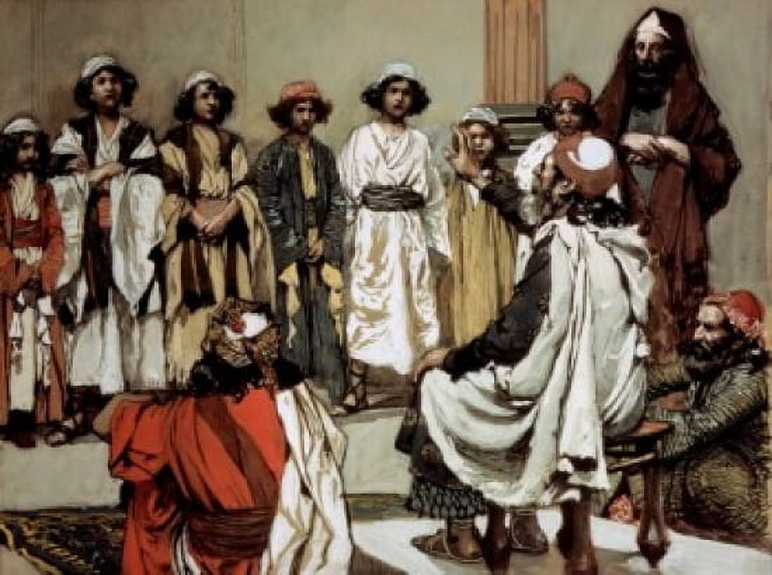 Jesse Presents His Sons to Samuel James Tissot (1836-1902 French) Jewish Museum New York Canvas Art - James Tissot (24 x 36)