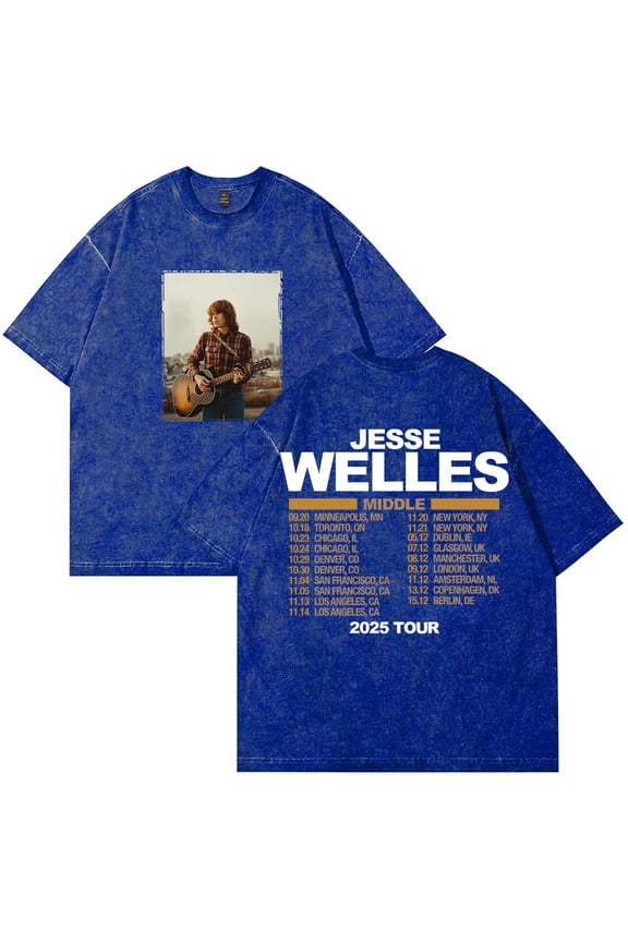 Jesse Welles Middle Tour 2025 Merch Cotton T-Shirt Wash Tee Women Men Short Sleeve Crewneck Tee