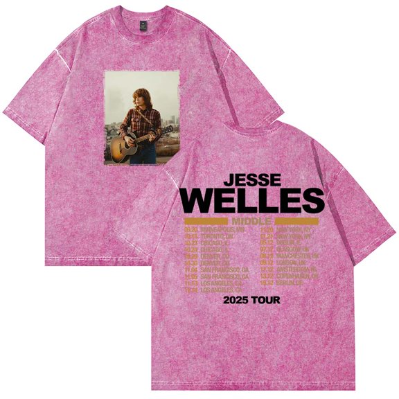 Jesse Welles Middle Tour 2025 Merch Cotton T-Shirt Wash Tee Women Men Short Sleeve Crewneck Tee