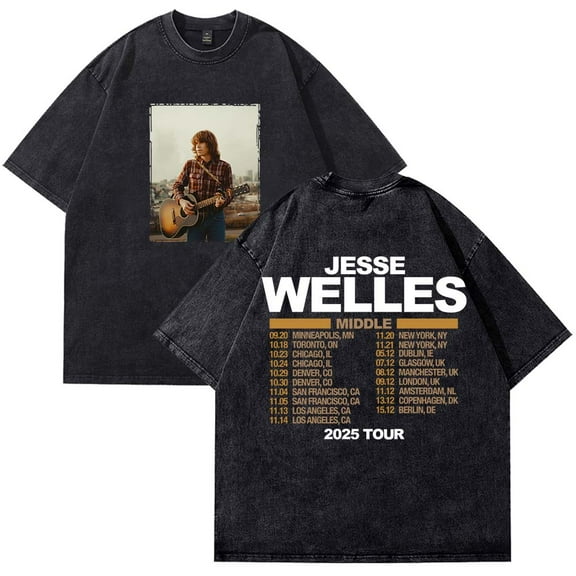 Jesse Welles Middle Tour 2025 Merch Cotton T-Shirt Wash Tee Women Men Short Sleeve Crewneck Tee
