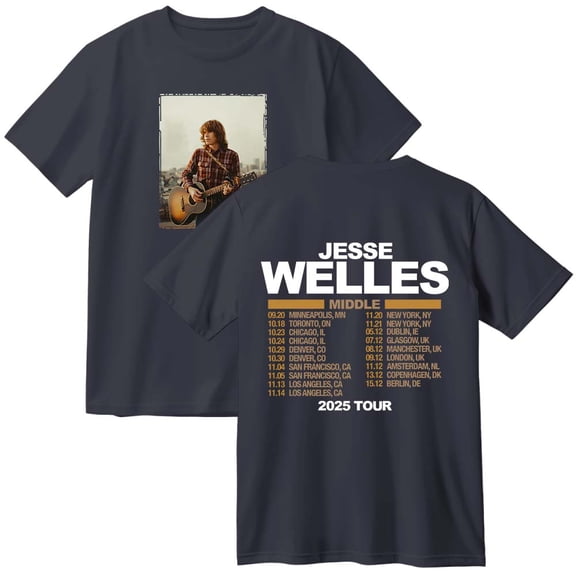 Jesse Welles Middle Tour 2025 Merch Cotton T-Shirt Women Men Casual Crewneck Short Sleeve Tee