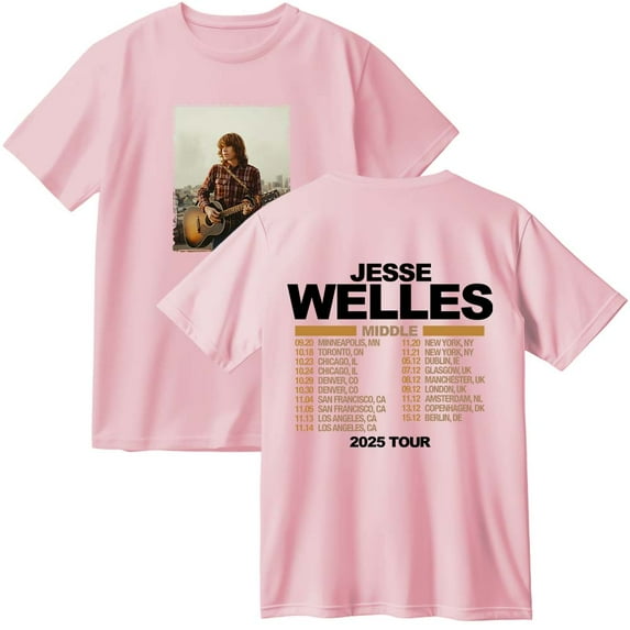 Jesse Welles Middle Tour 2025 Merch Cotton T-Shirt Women Men Casual Crewneck Short Sleeve Tee