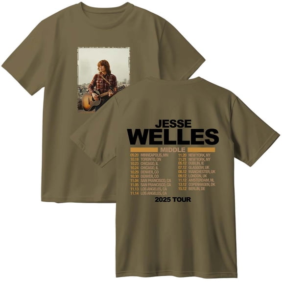 Jesse Welles Middle Tour 2025 Merch Cotton T-Shirt Women Men Casual Crewneck Short Sleeve Tee