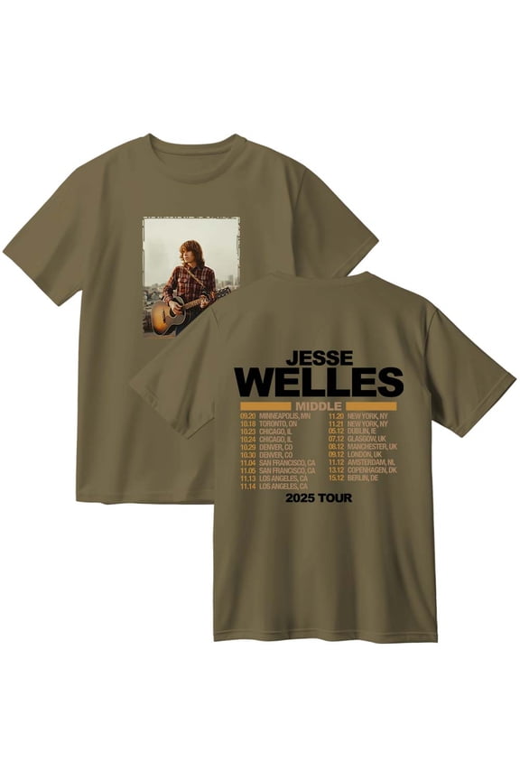 Jesse Welles Middle Tour 2025 Merch Cotton T-Shirt Women Men Casual Crewneck Short Sleeve Tee