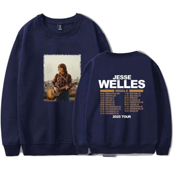 Jesse Welles Middle Tour 2025 Merch Sweatshirt Women Men Casual Crewneck Long Sleeve Pullover Clothes