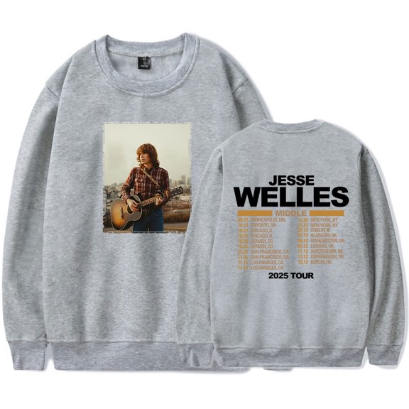 Jesse Welles Middle Tour 2025 Merch Sweatshirt Women Men Casual Crewneck Long Sleeve Pullover Clothes