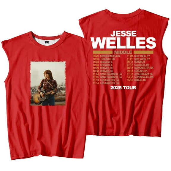 Jesse Welles Middle Tour 2025 Merch Tank Tops Sleeveless Sport Vest Women Men Outdoor Sportwear