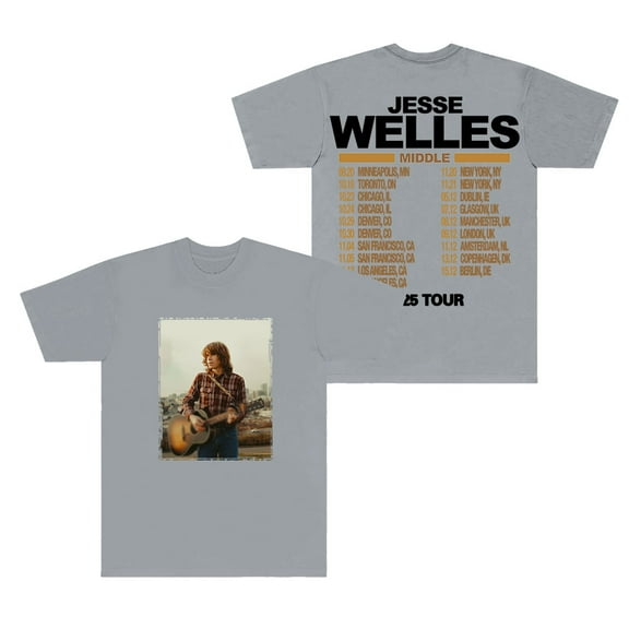 Jesse Welles Middle Tour T-Shirts Crewneck Tops Cosplay Women Men Fashion Short Sleeve Tee