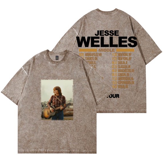 Jesse Welles Middle Tour Wash T-Shirts Cotton Crewneck Short Sleeve Women Men Streetwear Tee
