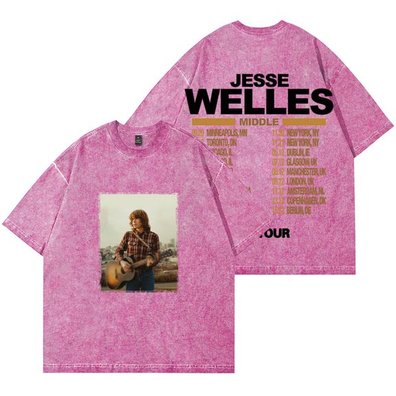 Jesse Welles Middle Tour Wash T-Shirts Cotton Crewneck Short Sleeve Women Men Streetwear Tee
