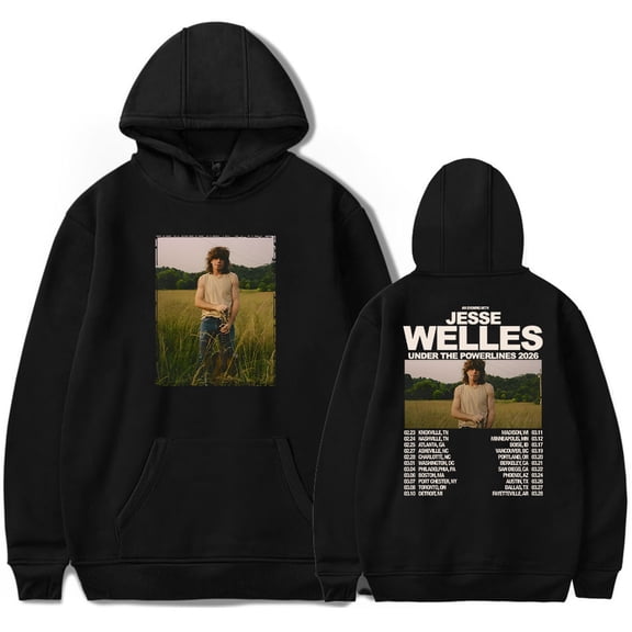 Jesse Welles Under The Powerlines 2026 Tour Hoodie Unisex Long Sleeve Pullover Casual Trendy Sweatshirt