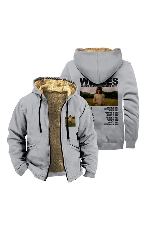 Jesse Welles Under The Powerlines 2026 Tour Zip Up Jacket Long Sleeve Winter Parka Women Men Casual Fashion Coat