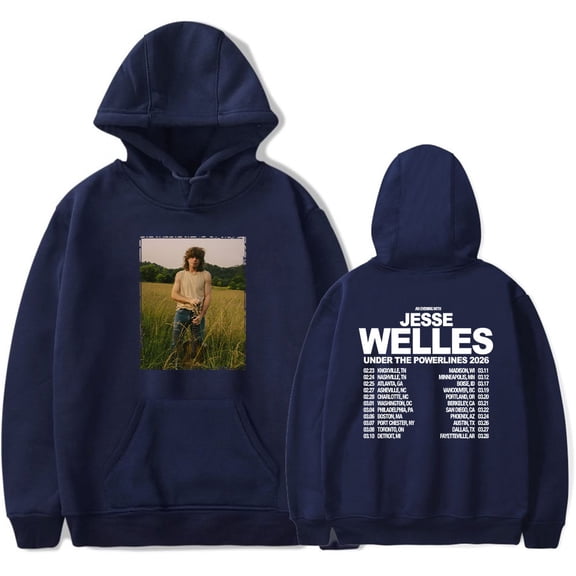 Jesse Welles Under The Powerlines Tour 2026 Hoodies Women Men Casual Long Sleeve Sweatshirt Clothes