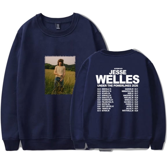 Jesse Welles Under The Powerlines Tour 2026 Sweatshirt Women Men Casual Crewneck Long Sleeve Pullover Clothes