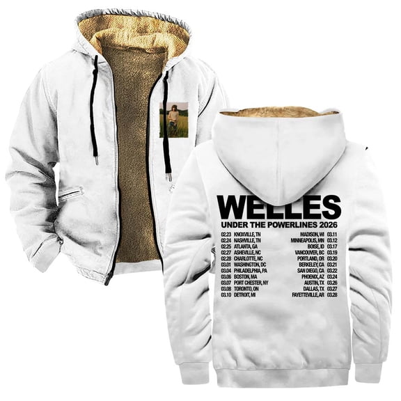 Jesse Welles Under The Powerlines Tour 2026 Zipper Hoodies Women Men Jacket Parkas Long Sleeve Streetwear Coat