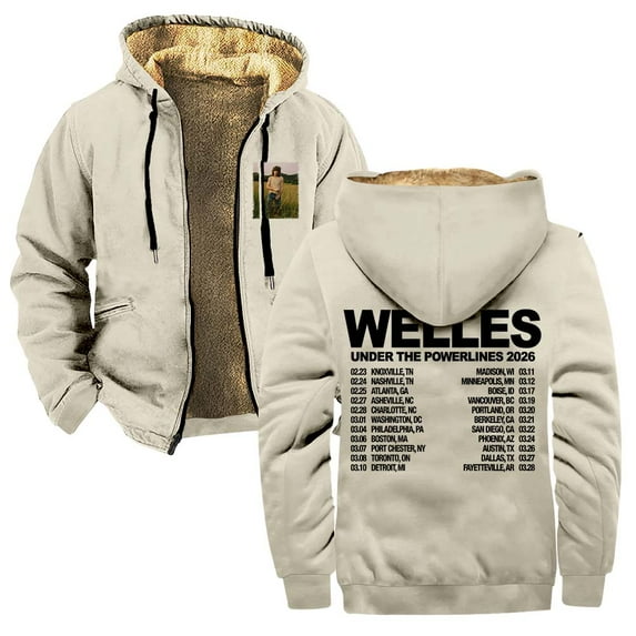 Jesse Welles Under The Powerlines Tour 2026 Zipper Hoodies Women Men Jacket Parkas Long Sleeve Streetwear Coat