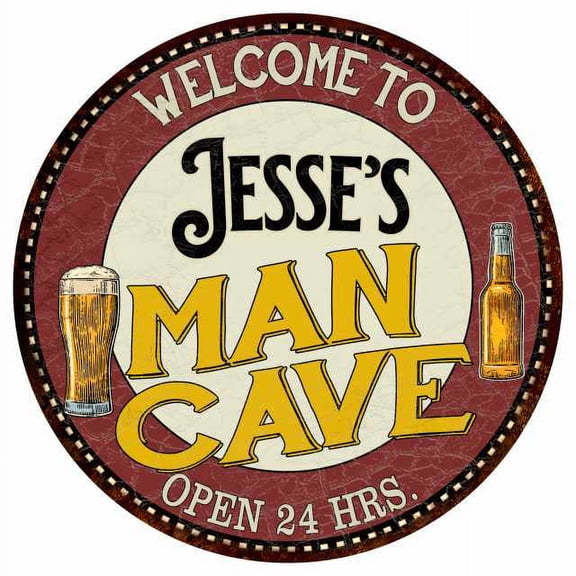 Jesse's Man Cave 14" Round Metal Sign Kitchen Bar Wall Decor 100140035185