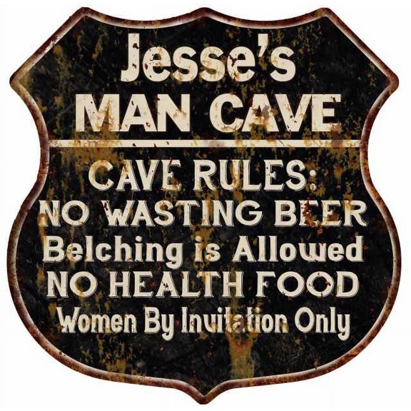 Jesse's Man Cave Rules Sign Shield Metal Gift 211110007186