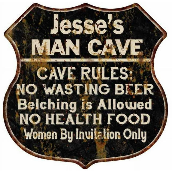 Jesse's Man Cave Rules Sign Shield Metal Gift 211110007186