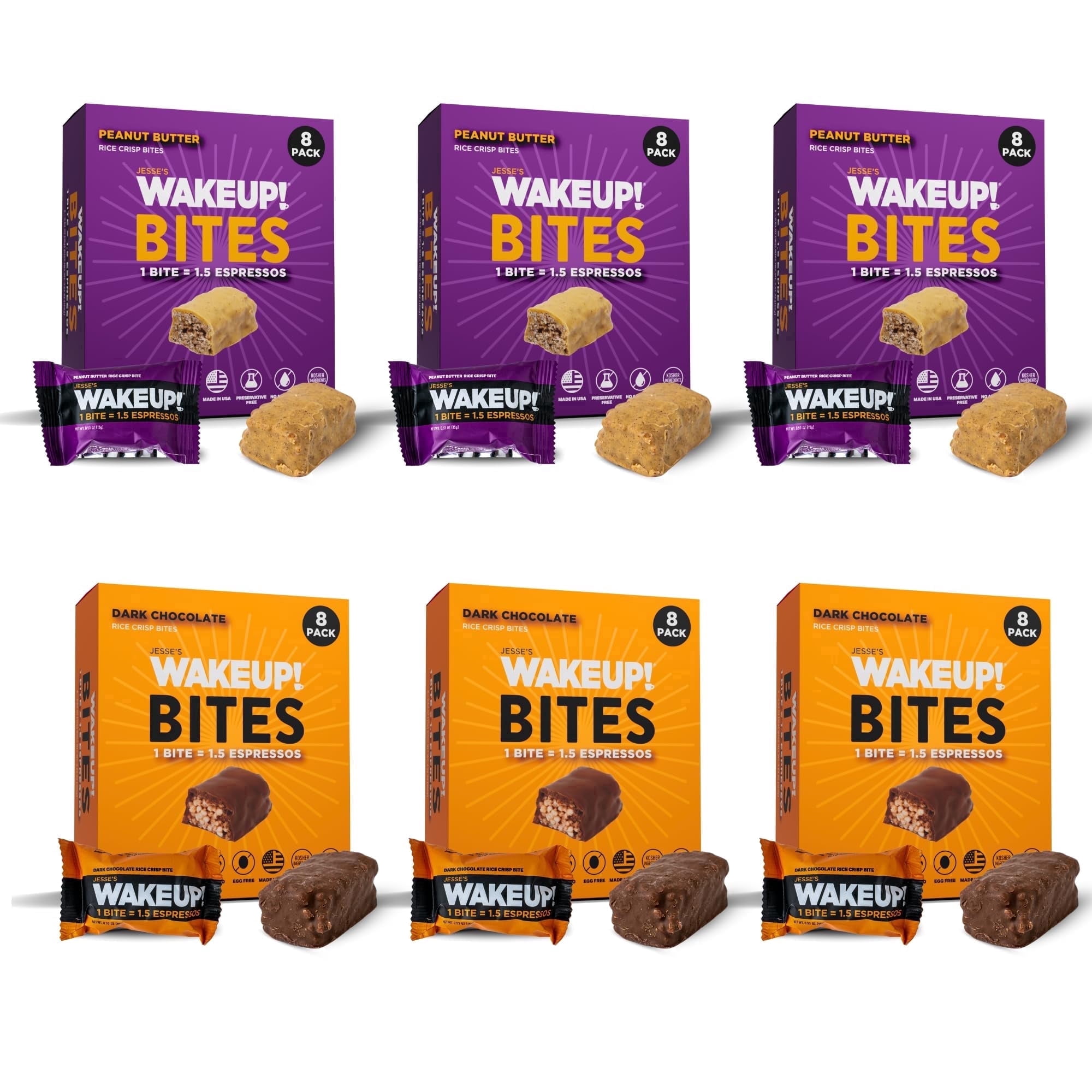 Jesse’s Wakeup Caffeinated Breakfast Bites, Peanut Butter & Chocolate ...
