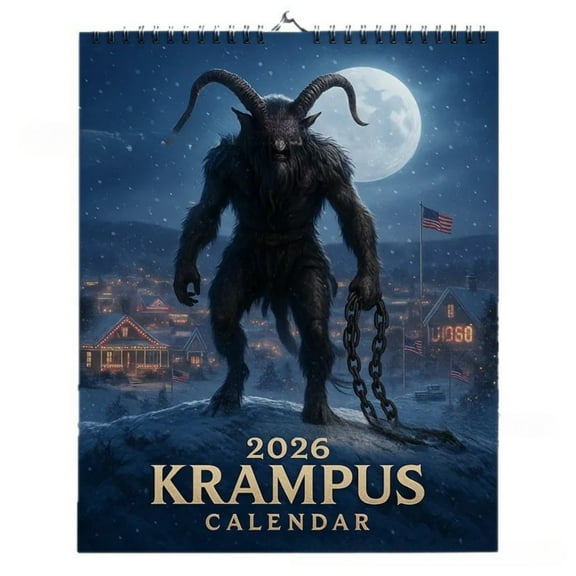 Jessee 12 Month Krampus Wall Calendar, Horror-Themed Decorative Calendar with Dark Folklore Art, Large Format Easy to Read for Home Study Space Decorations