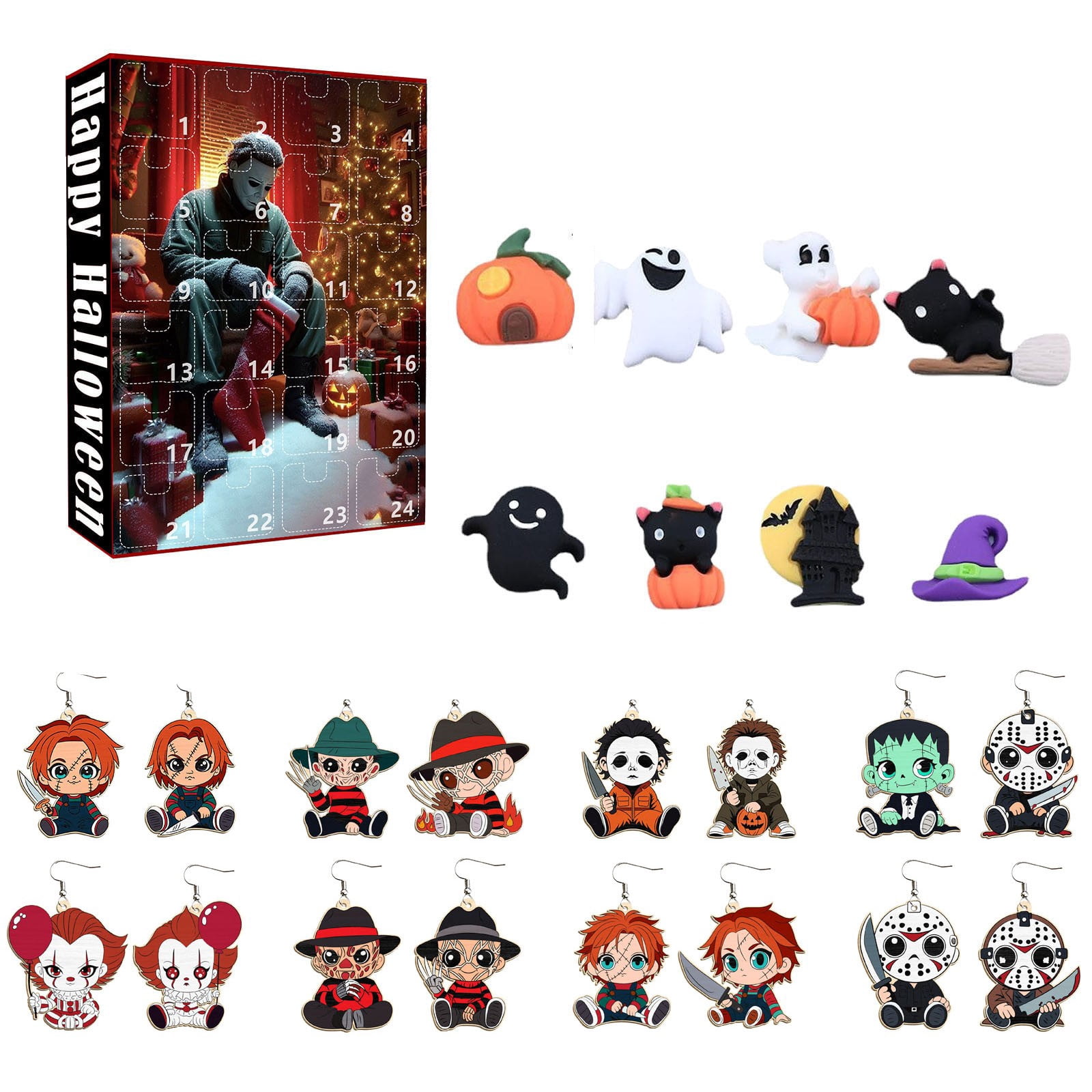 Jessee 2025 Halloween Themed 24 Grid Countdown Calendar Blind Box Set ...
