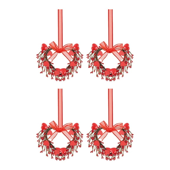 Jessee 4 Pcs 7 Inch Mini Valentine's Day Decor Wreaths Small Love Wreath Cabinet Wreath Outdoor Decorations for Valentine's Day Wedding Porch Window Front Door Decor