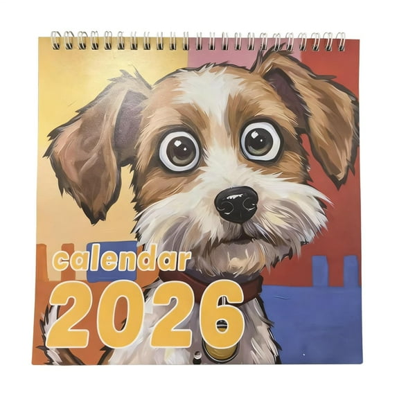 Jessee Cartoon Puppy Wall Calendar 2026, Funny Dog Calendar with Hand Drawn Artwork, Soothing Color Palette Gift for Dog Lovers Home Decor