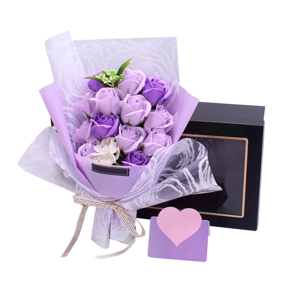 Jessee Purple Artificial Rose Bouquet Soap Flower Petals Valentine Day Gifts for Women, Best Friend and Girlfriend, Birthday, Christmas Valentine's Day from Daughter Son Husband, Artificial Flowers