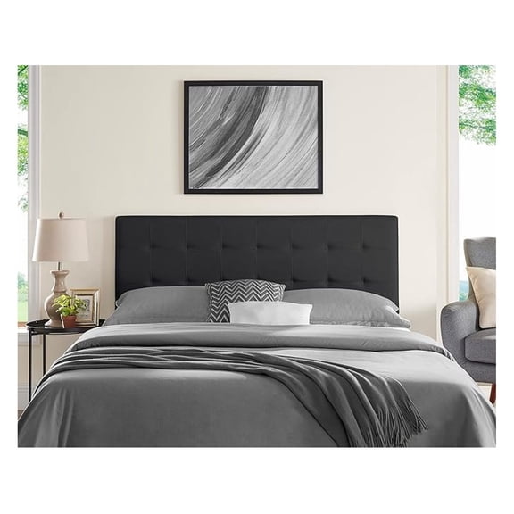 Jessenia Square Tufted Upholstered Headboard for Full & Queen – Fabric Padded Panel, 12 Adjustable Heights, Dual Mount for Wall or Bed Frame