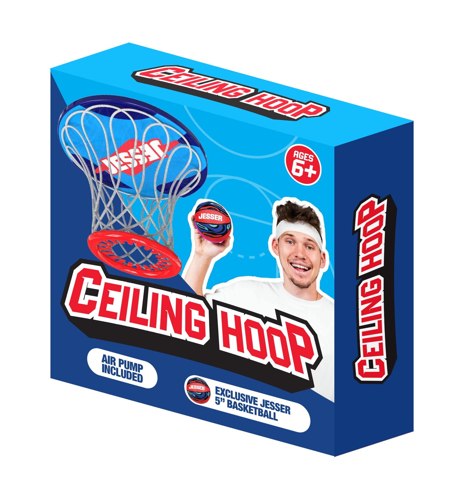 Jesser Ceiling Hoop, Shoot Hoops from your Couch or Bed, Includes 2 5" Exclusive Basketballs
