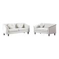 thumbnail image 1 of Jessica 3 Pieces white Microfiber Living Room Set Modern Velvet Sofa Set pillow, 1 of 6