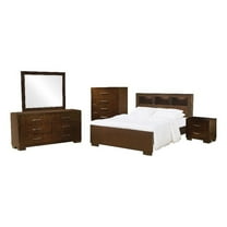 Jessica Bedroom Set with Bookcase Headboard Cappuccino