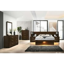 Jessica Bedroom Set with Nightstand Panels Cappuccino