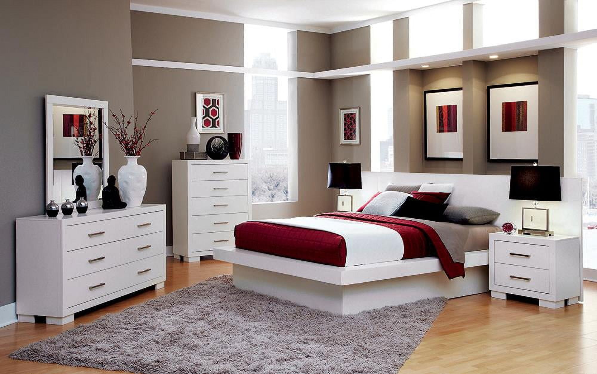 Jessica White Queen 5-Piece Bedroom Set with Nightstand Panels