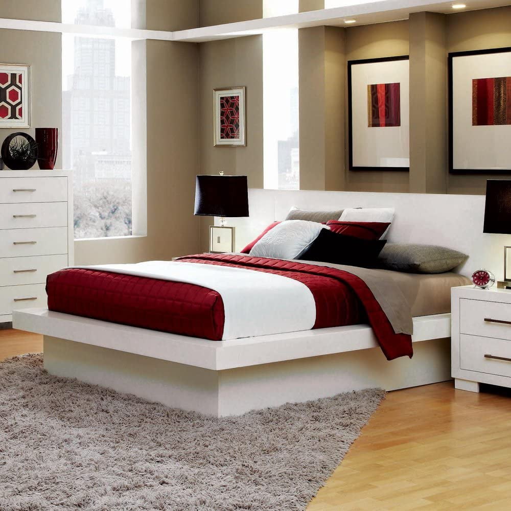 Jessica California King Platform Bed with Rail Seating White