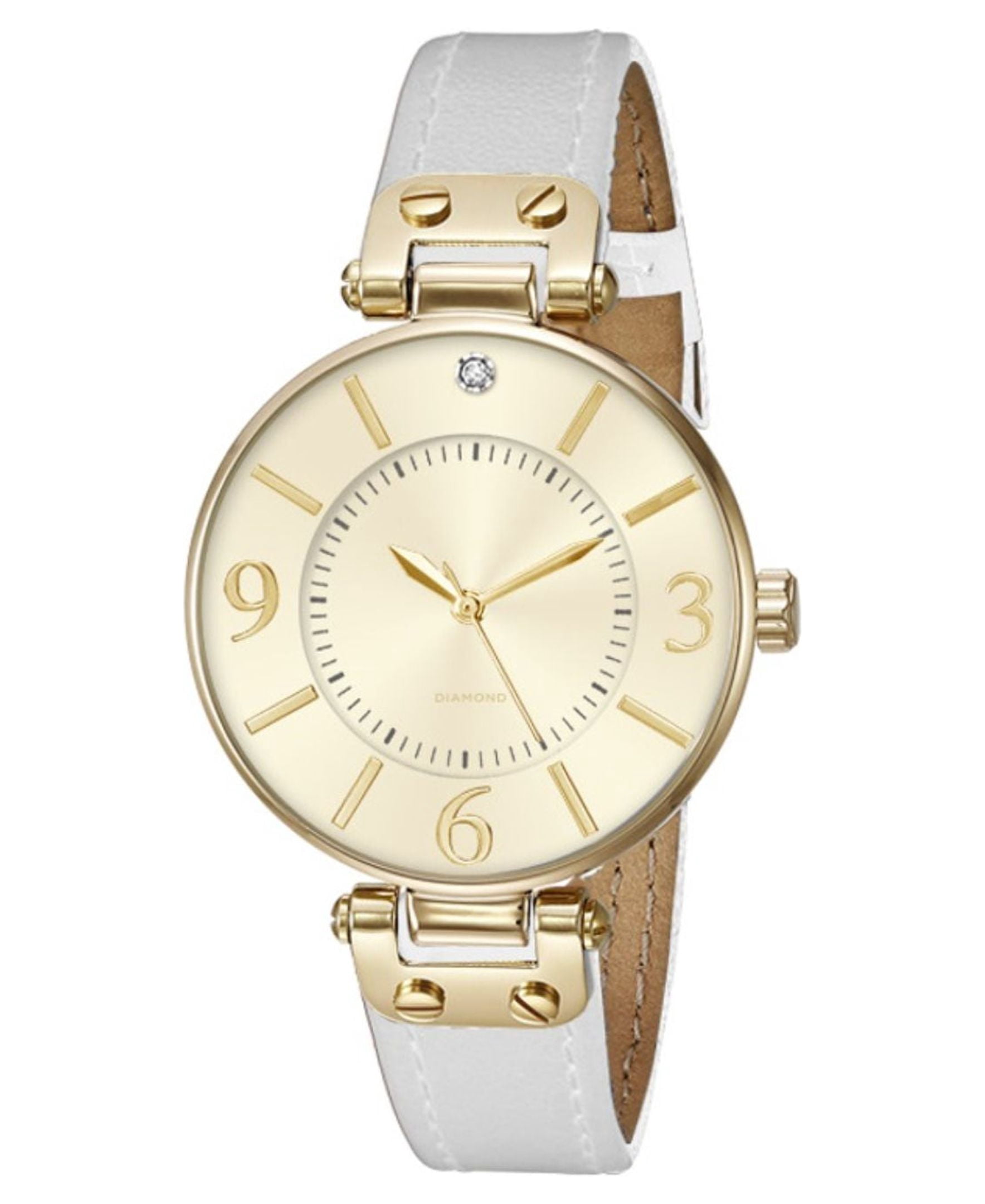 Jessica Carlyle Ladies Analog White Leather Strap Watch