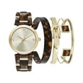 thumbnail image 1 of Jessica Carlyle Women's Brown Tortoise Resin Strap Analog Watch Stackable Bracelets Gift Set, 1 of 1