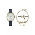 thumbnail image 1 of Jessica Carlyle Women's Navy Strap Analog Watch Glam Seashells Bracelets Swarovski Gift Set, 1 of 1