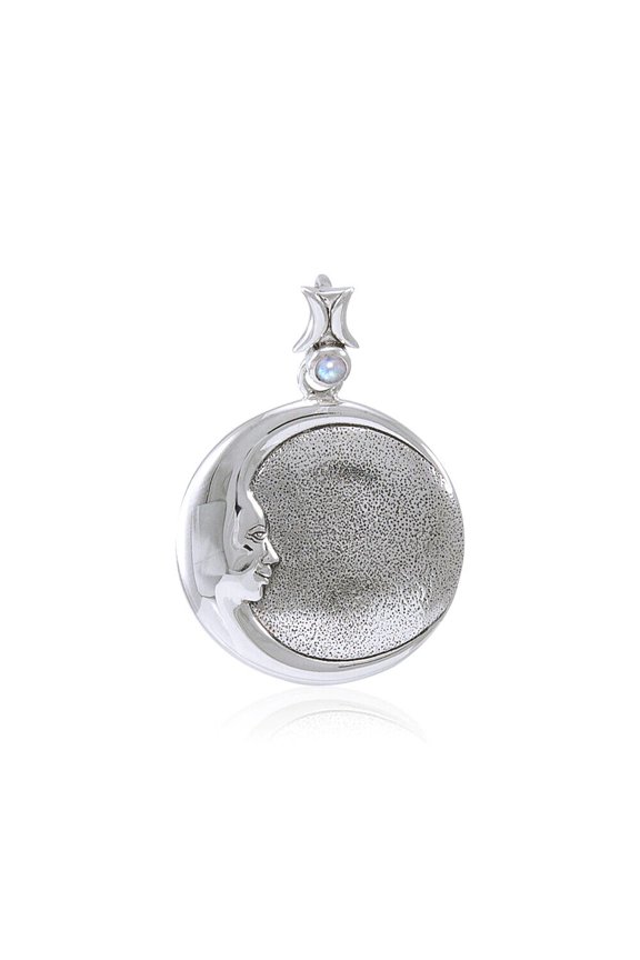Jessica Galbreth Crescent Moon Face 925 Sterling Silver Pendant Lunar Jewelry