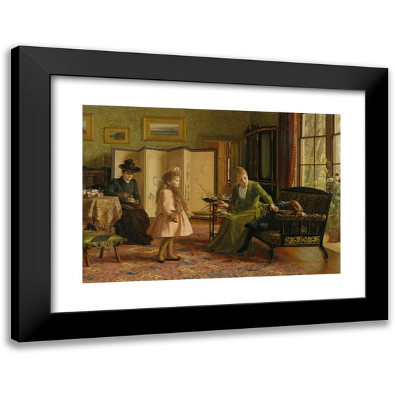 Jessica Hayllar 24x18 Black Modern Framed Museum Art Print Titled - British when First We Meet (1892)