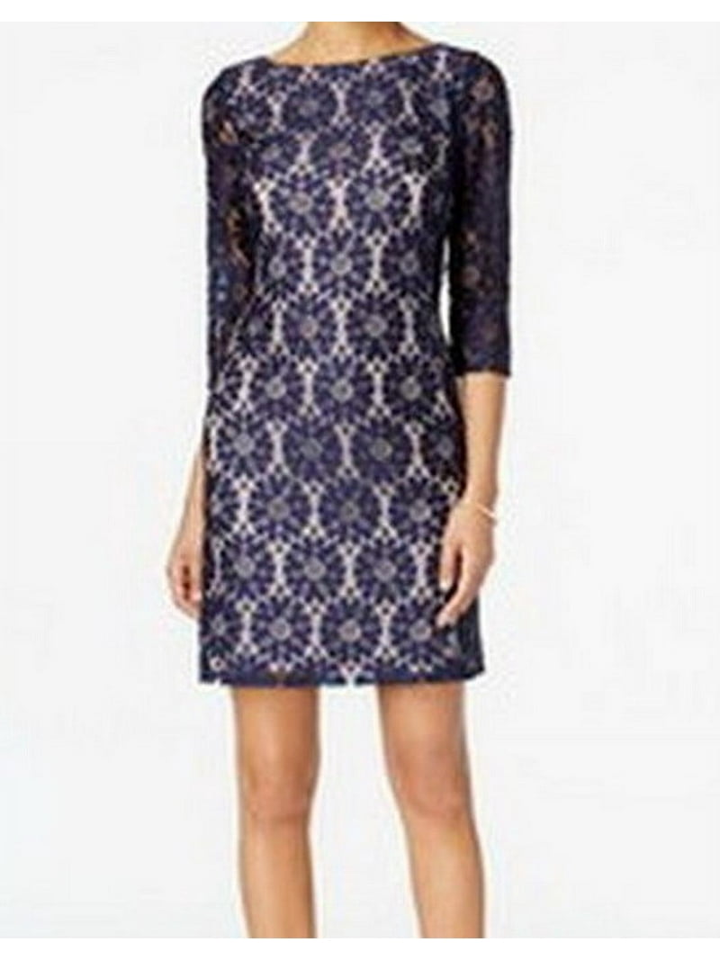 Jessica Howard NEW Cobalt Blue Womens Size Lace Illusion Sheath