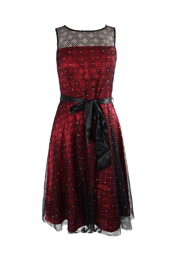 Jessica Howard NEW Red Women 12 Belted Illusion Sequin Sheath Dress -  Walmart.com
