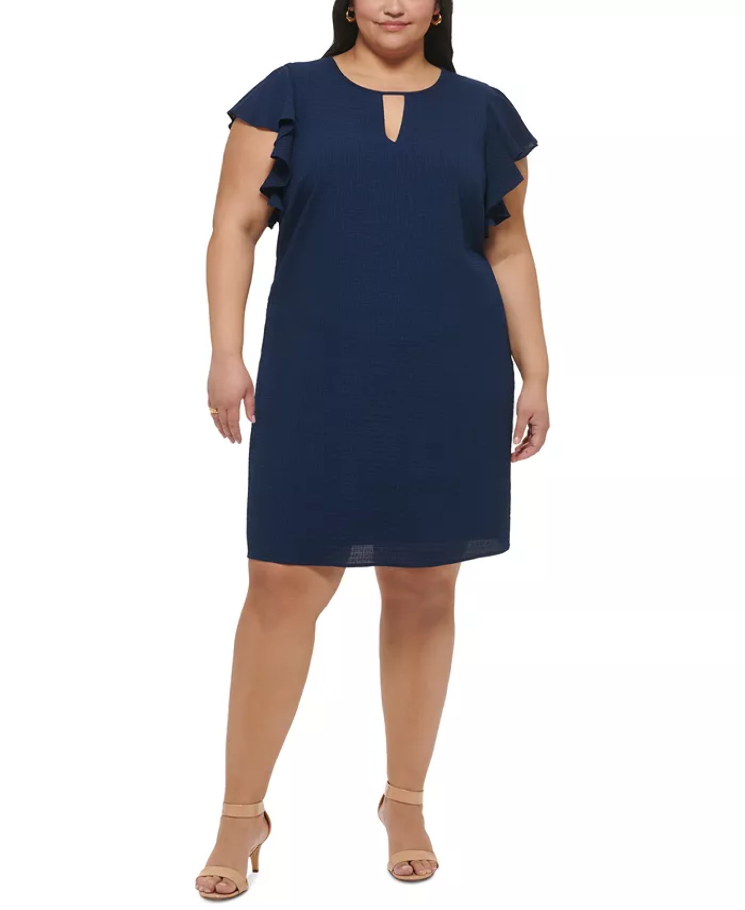 Jessica Howard Plus Size Seersucker Keyhole ALine Dress