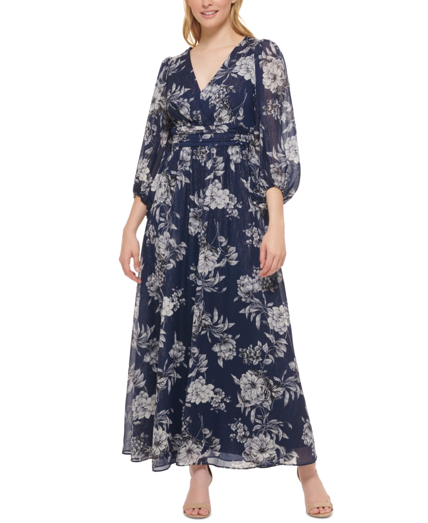 Jessica Howard Women's Chiffon Gown Blue Size Petite