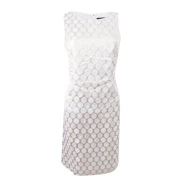 Jessica Howard Women's Metallic Dot Fit & Flare Dress (10, Ivory/Gold)