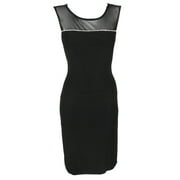 Jessica Howard Womens Black Sleeveless Embellshed Mesh Inset Sheath Dress 8