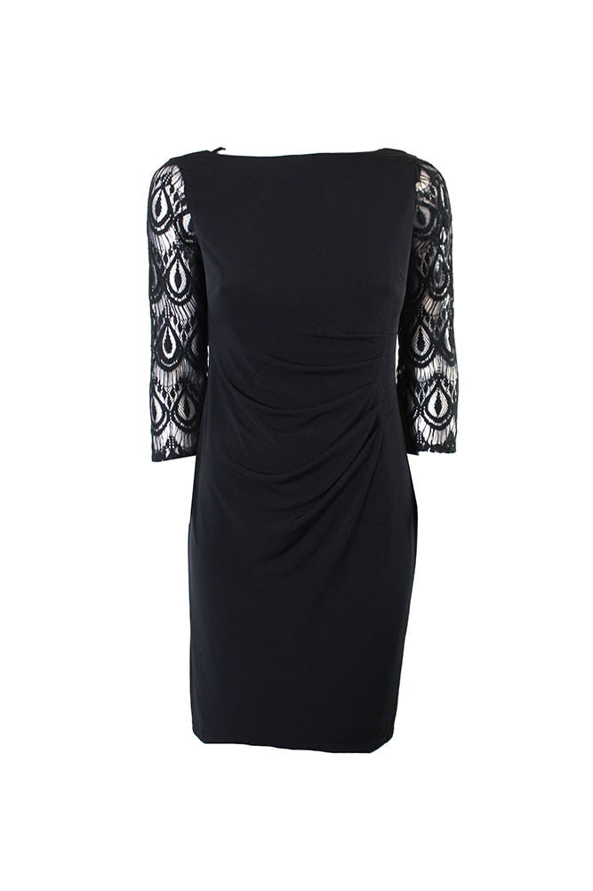 jessica howard black lace dress Jessica Howard Women's Black 3/4 Sleeve V Neck Maxi Sheath Evening Dress Black Size 10 - Bed Bath & Beyond